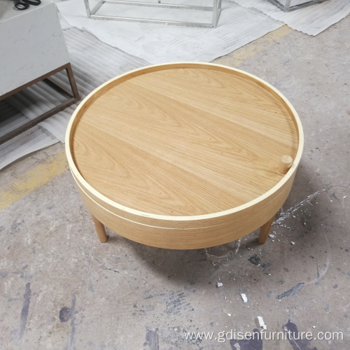 Simple design living room furniturewoodenrotatingcoffeetable